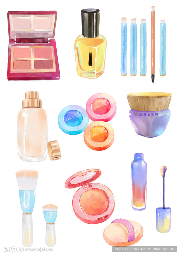 水彩化妆品图标