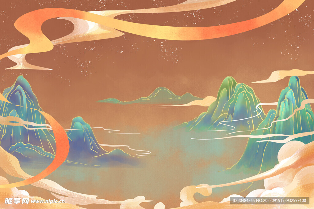 中国风山水背景