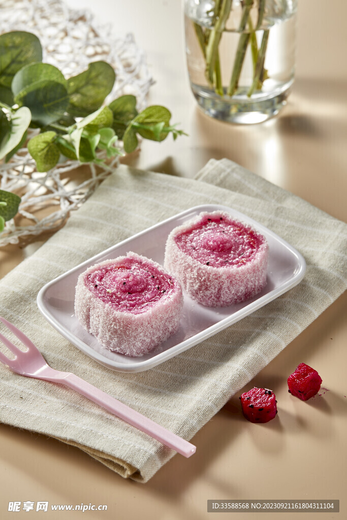 火龙果糯米糍卷