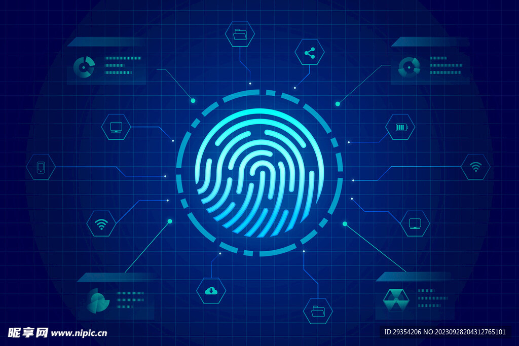 指纹识别科技背景图片