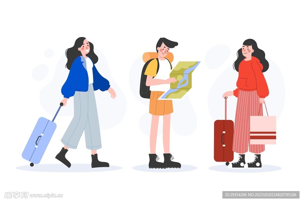 扁平化旅行人物插画设计图片