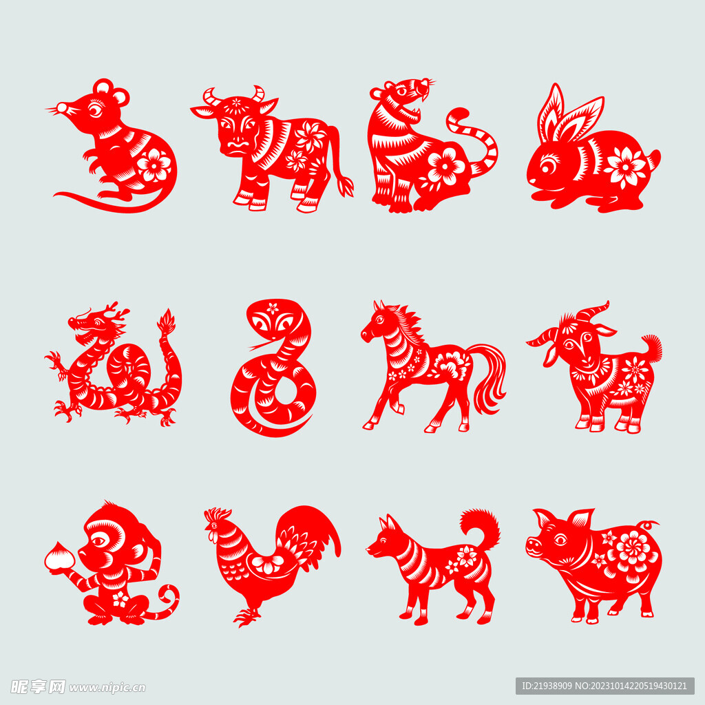十二生肖剪纸