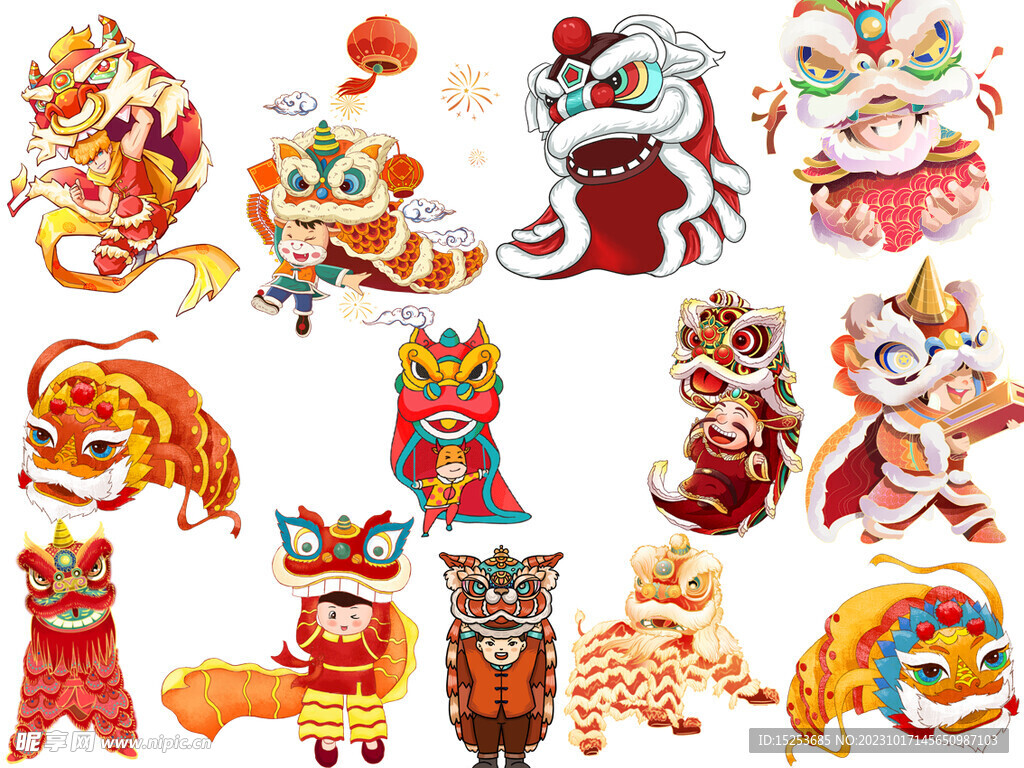 免扣舞狮子素材