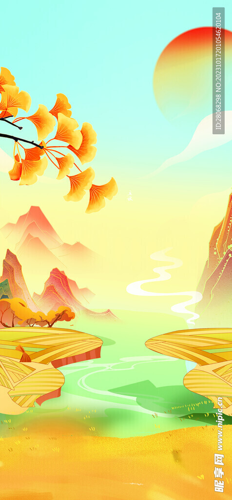 山水插画背景