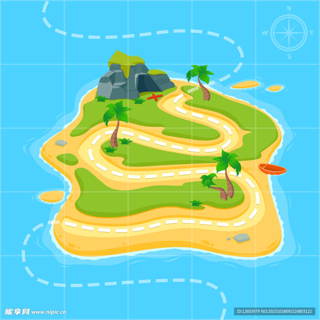 卡通插画岛屿小岛
