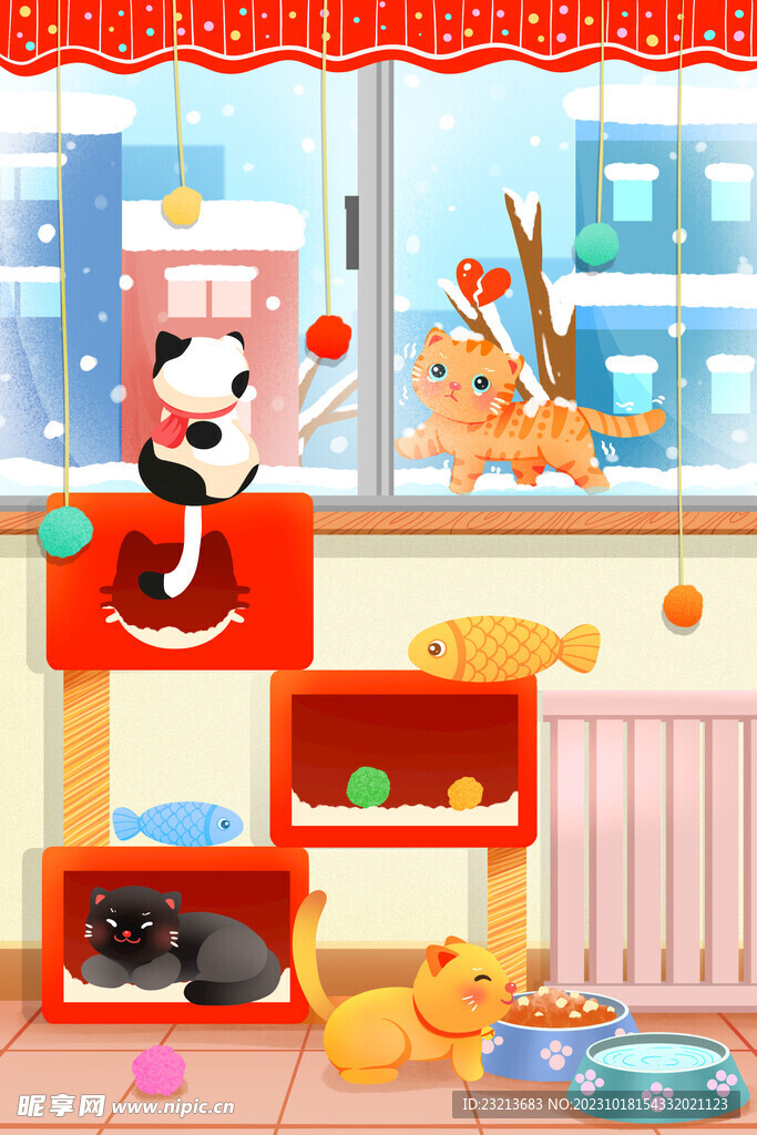 卡通宠物猫插画