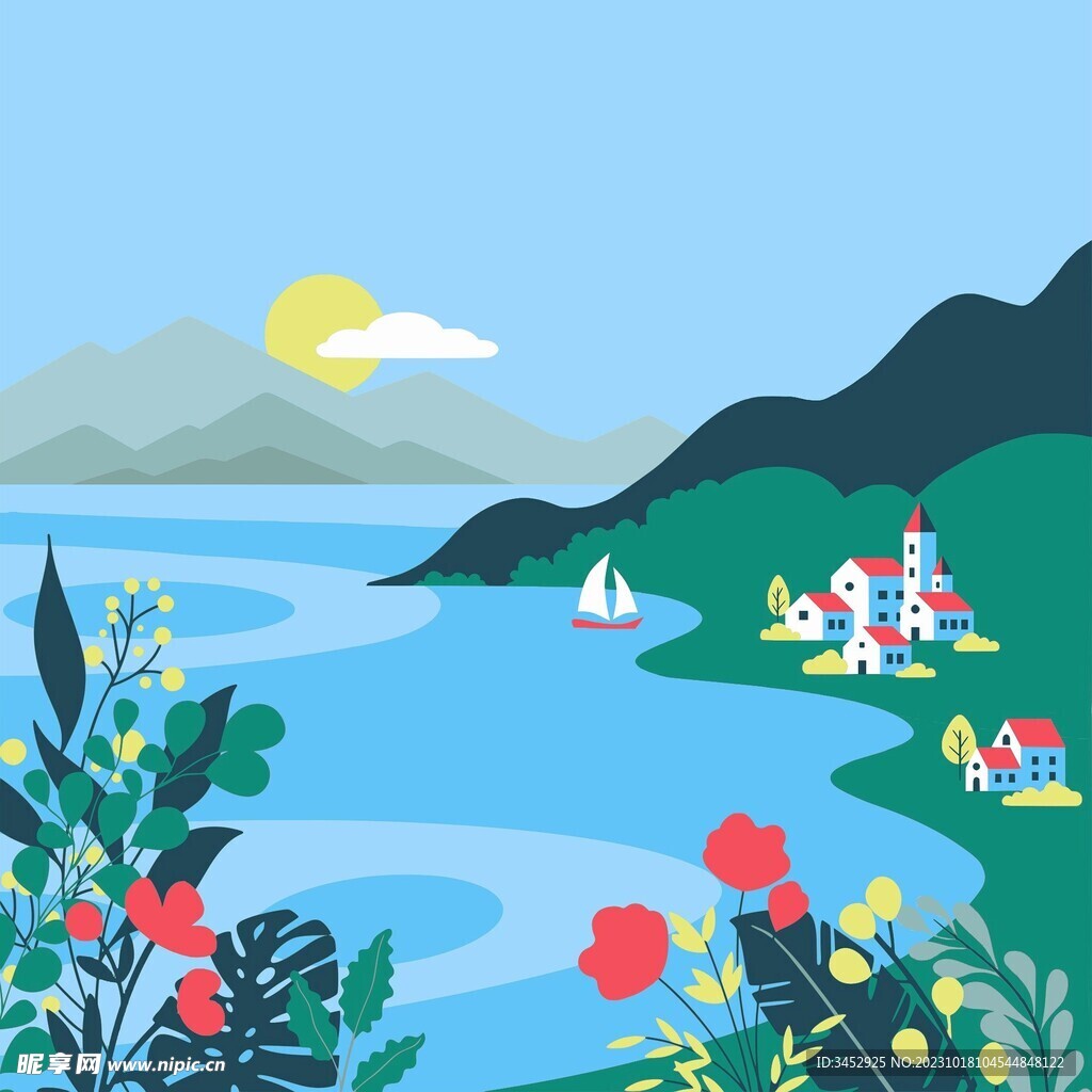 插画渔村