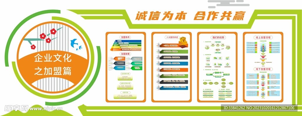 多彩简约企业招商文化墙