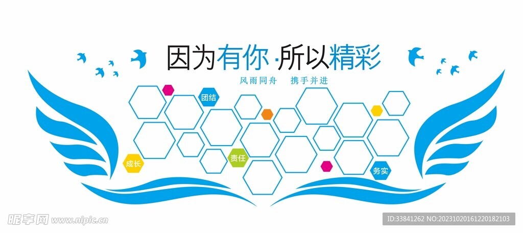 蓝色翅膀企业团队风采文化墙