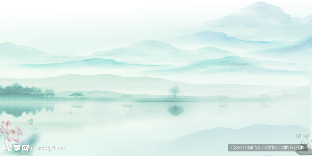 绿色山水背景