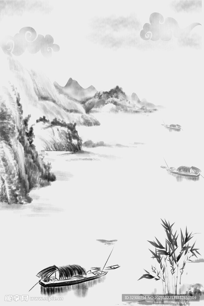 中式山水背景