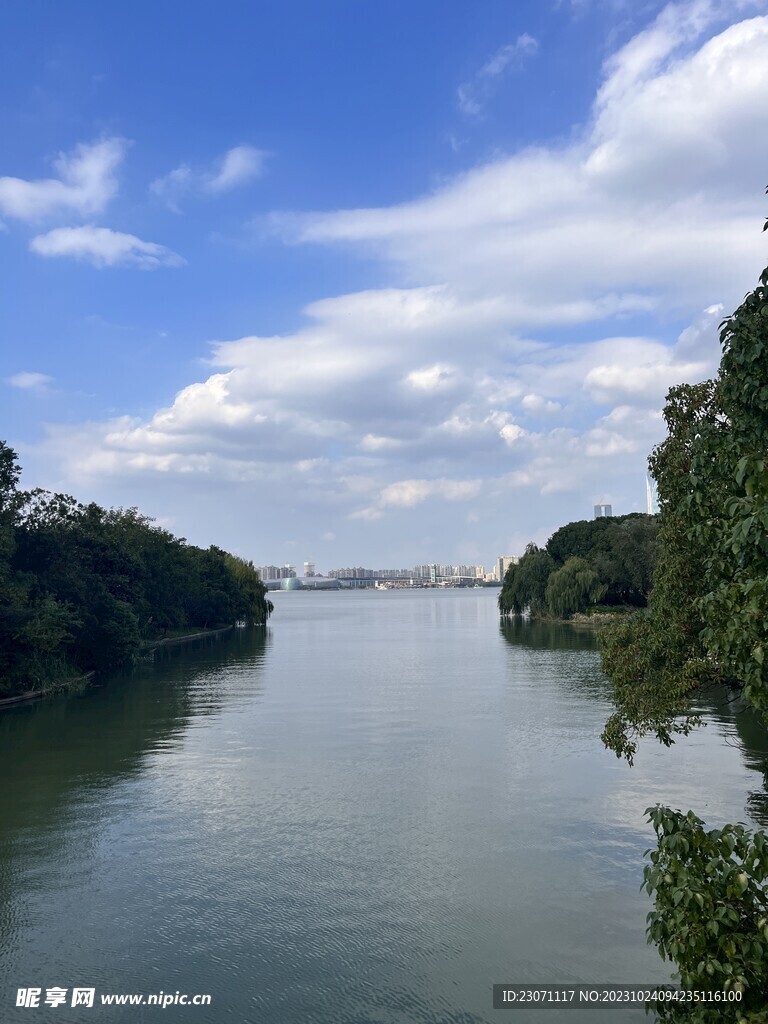 城市湖景