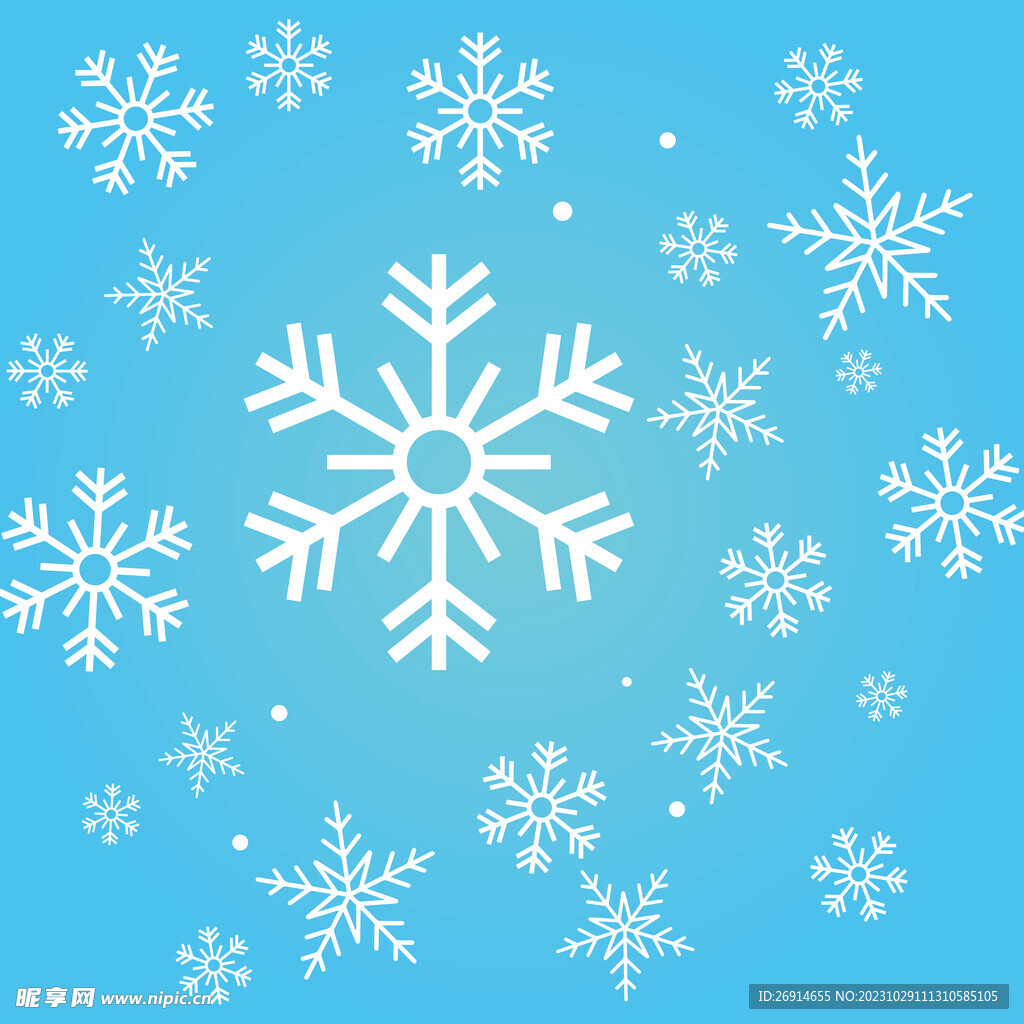 矢量手绘简约雪花线条元素