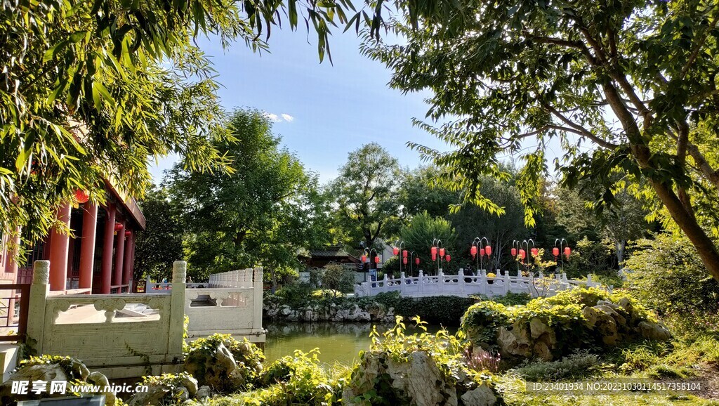 中国园林博物馆复古建筑石桥