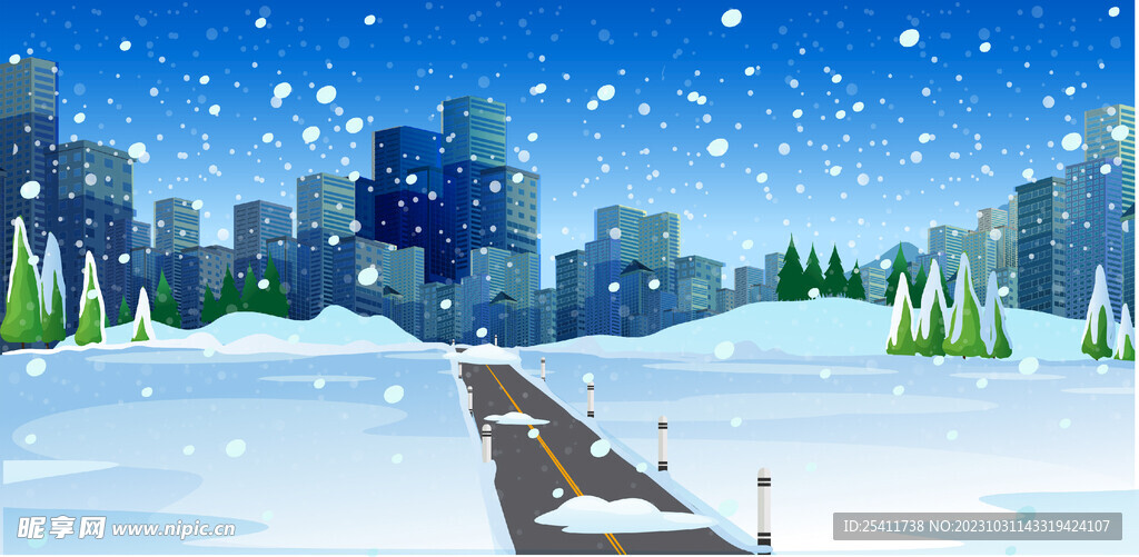城市下雪场景