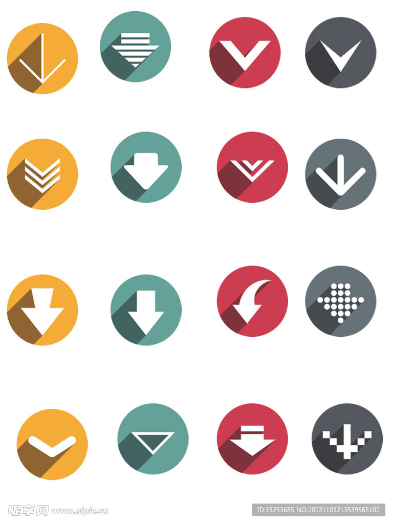 向下箭头立体风标签图标免扣