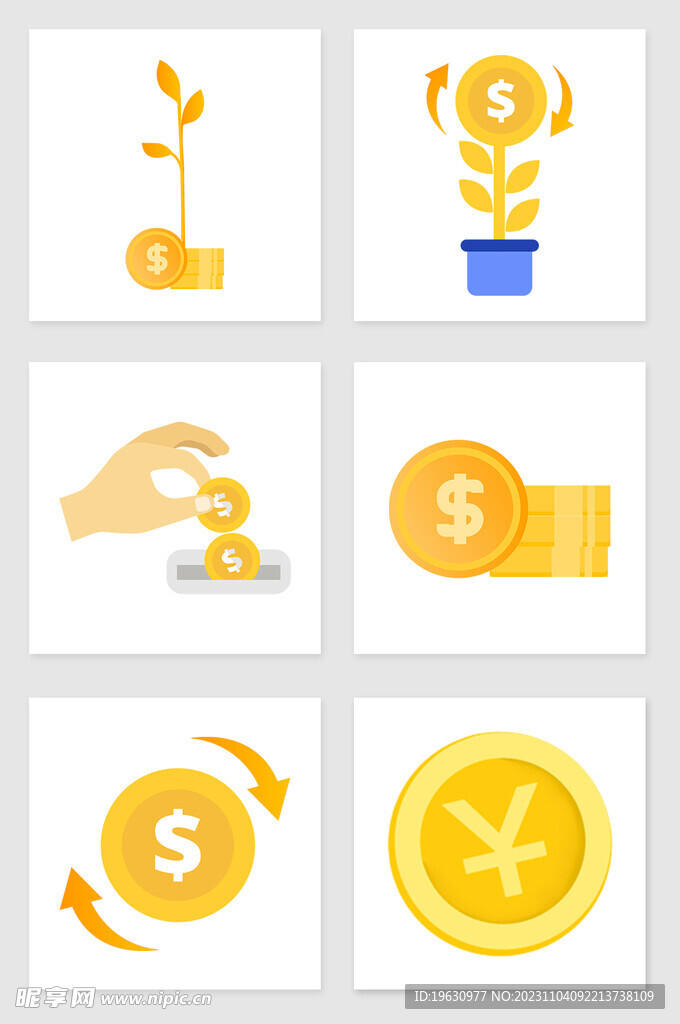 手绘金币套图
