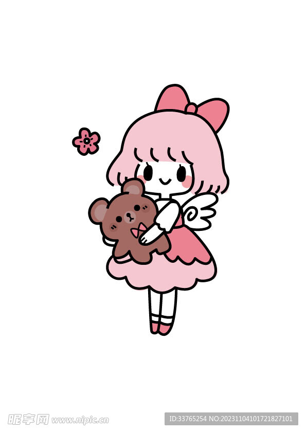 抱着小熊的女孩