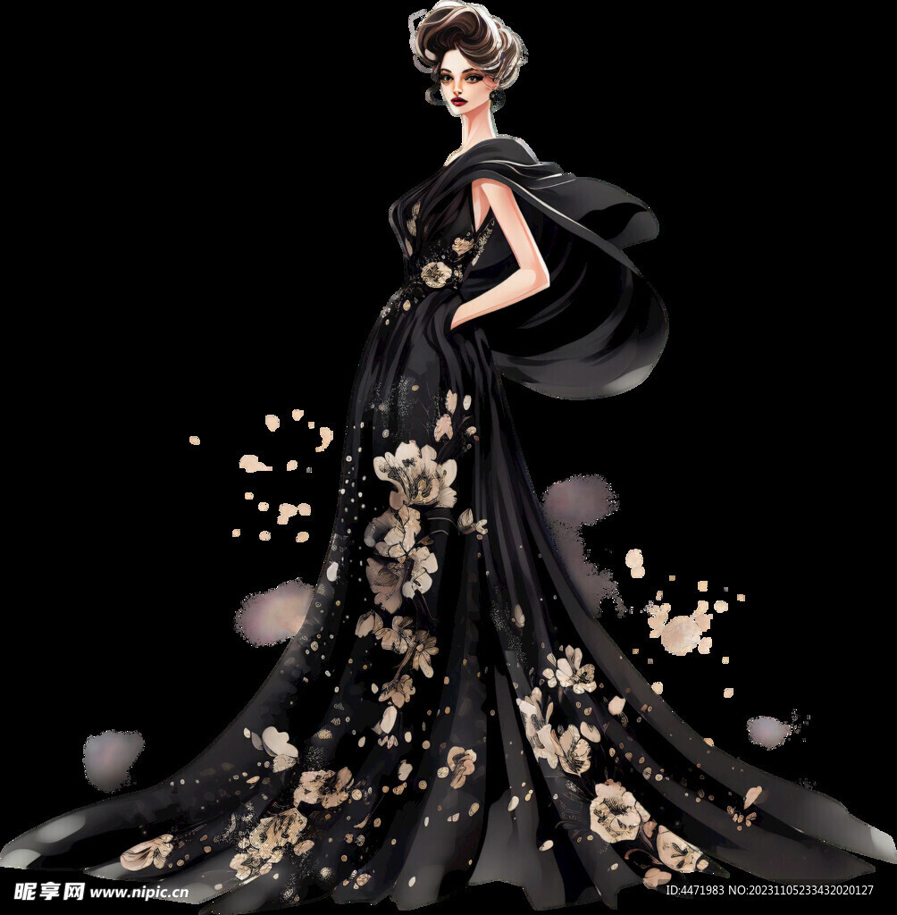 黑礼服模特