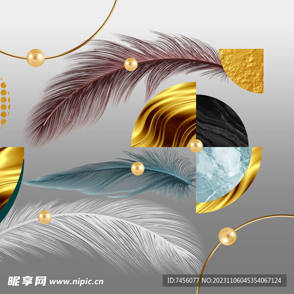 唯美轻奢羽毛艺术挂画装饰画