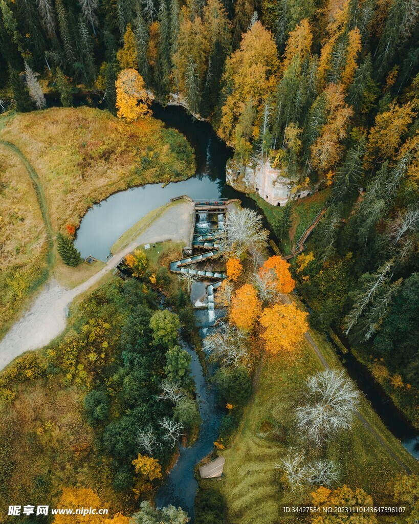 航拍园林景观