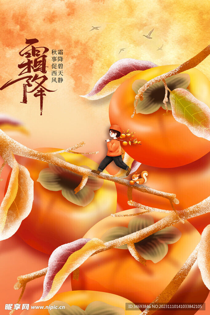 霜降插画海报