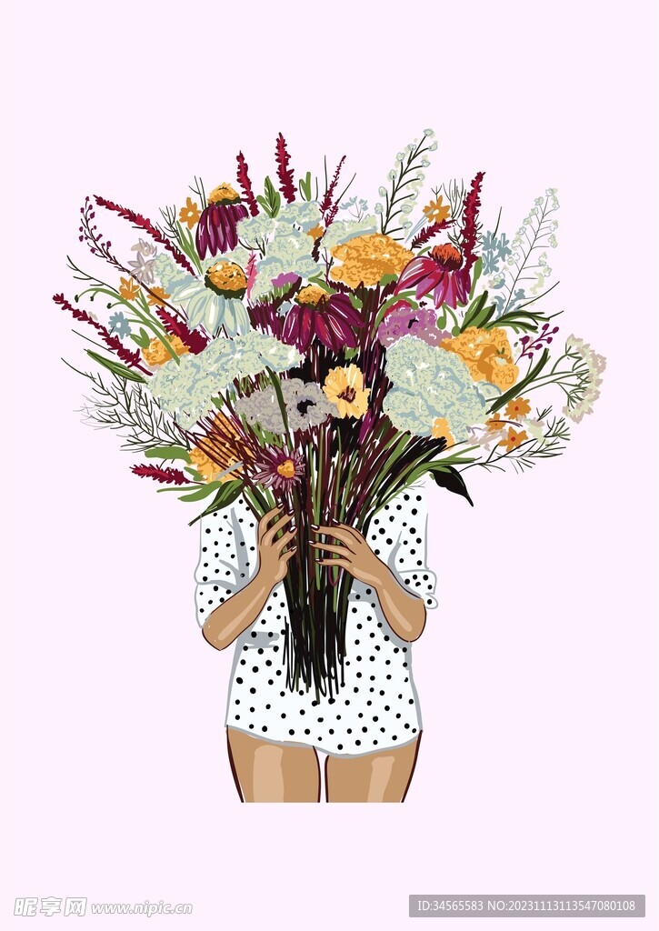 手捧插花