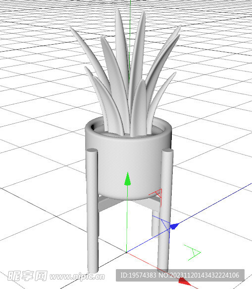 C4D模型 绿色盆栽