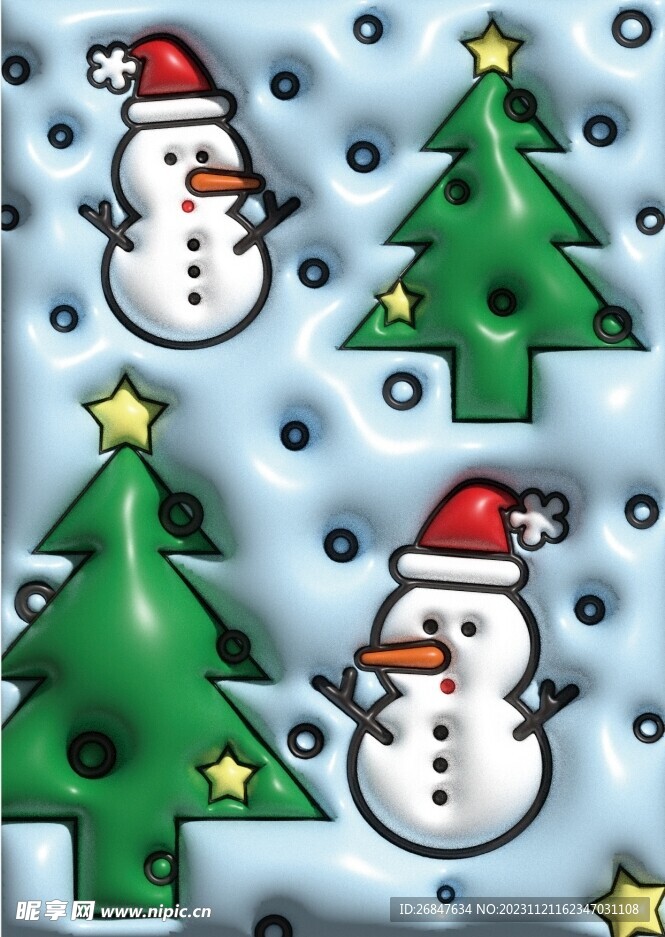 3D膨胀风立体圣诞节雪人