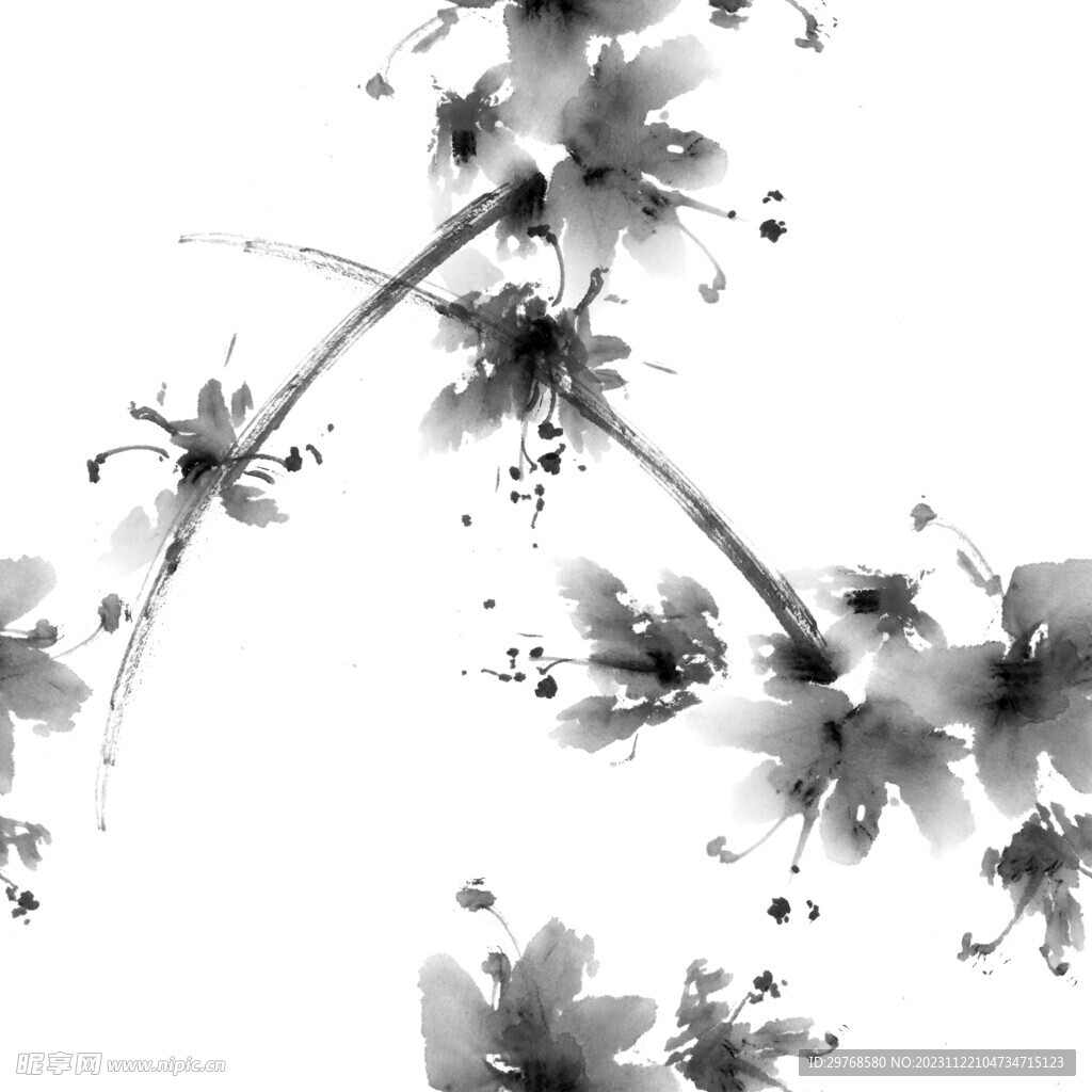 水墨花