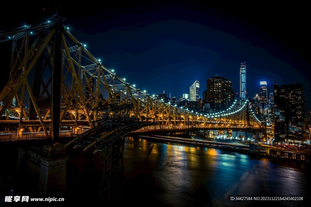 建筑和桥梁灯光夜景