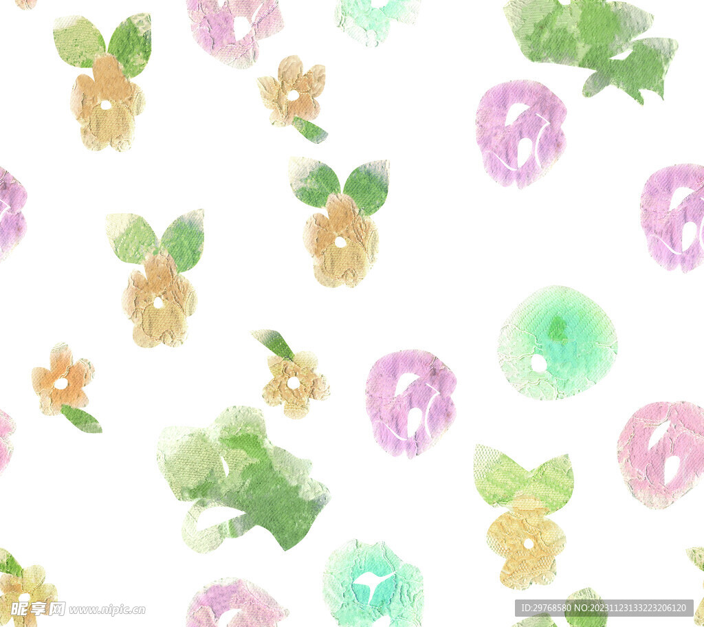 数码印花  扎染小花