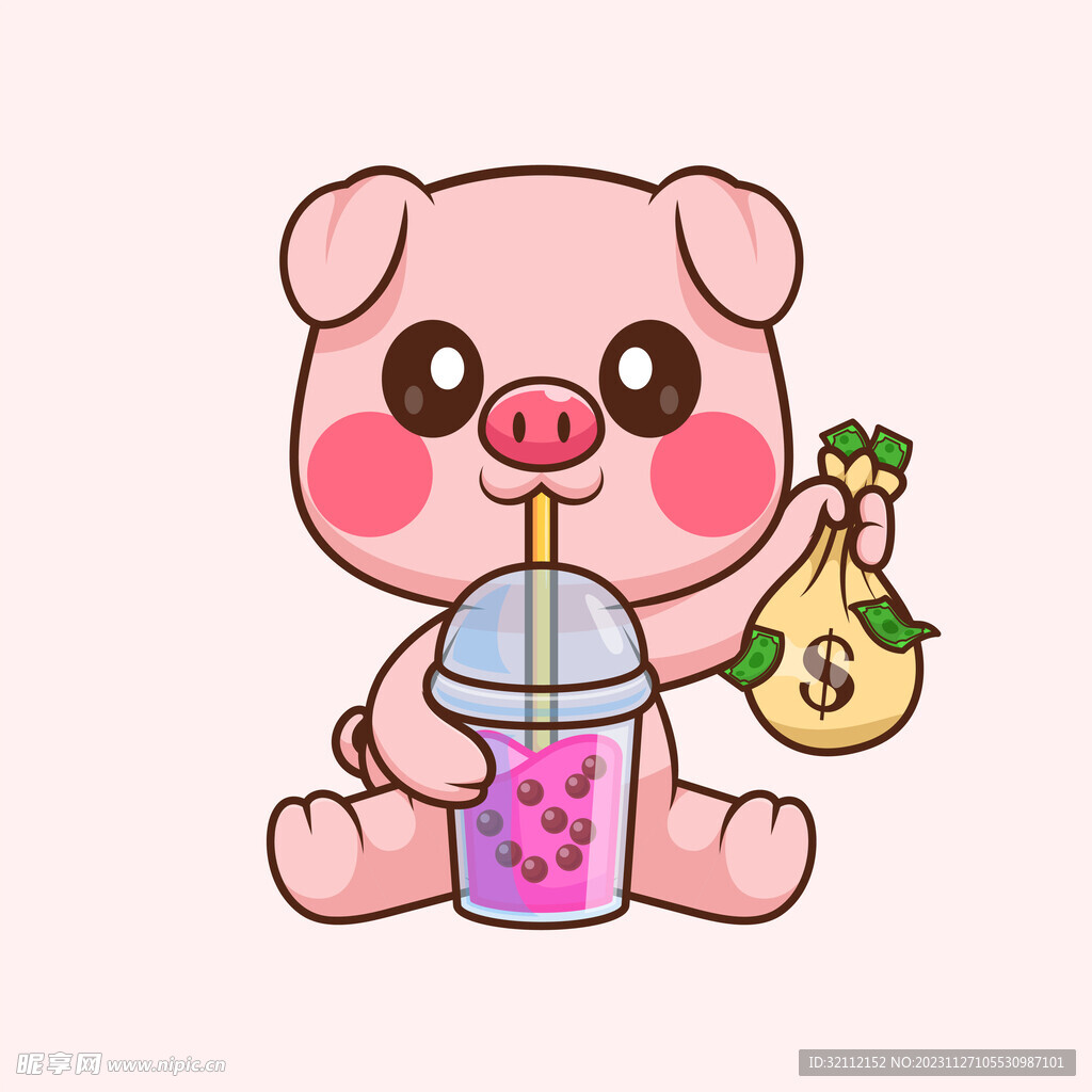 矢量卡通小猪