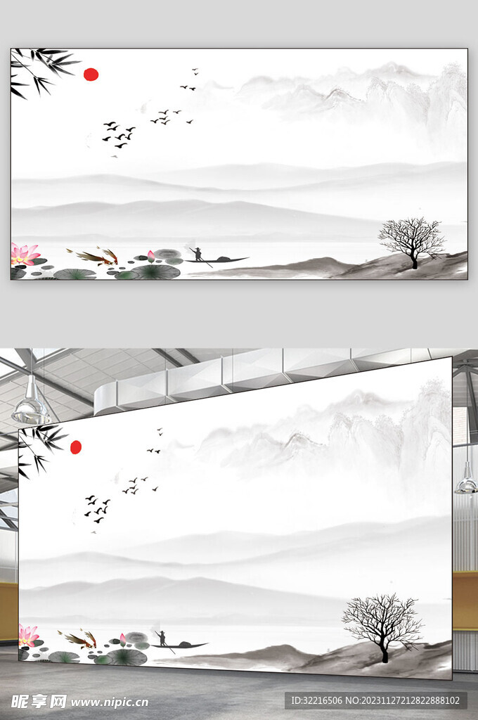 彩色古风展板