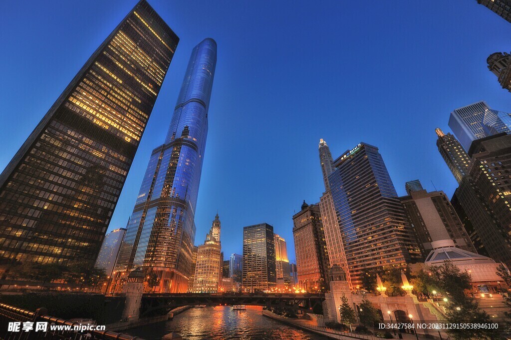 高楼大厦灯光夜景