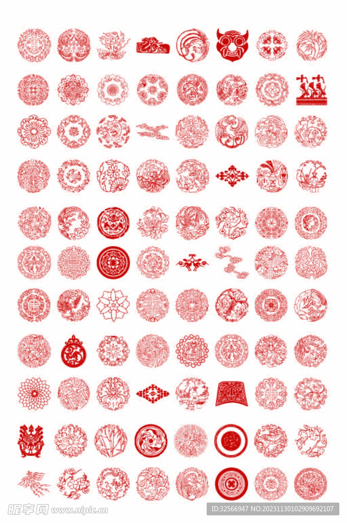 矢量中式圆形花纹边框