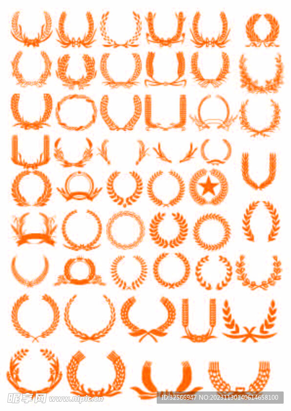 矢量麦穗高粱花纹简图元素