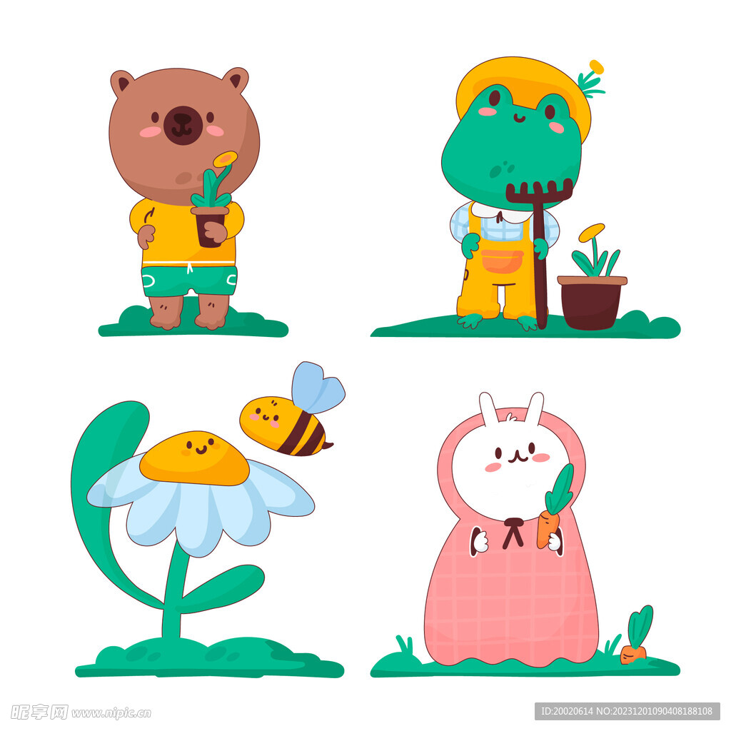 手绘卡哇伊动物