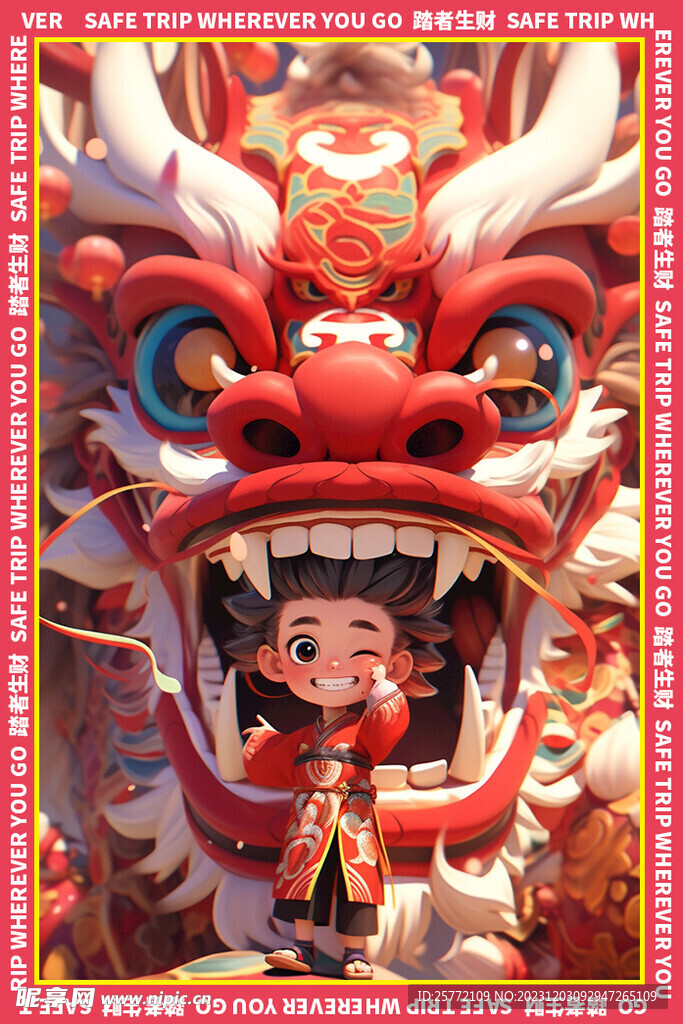 醒狮地垫图案