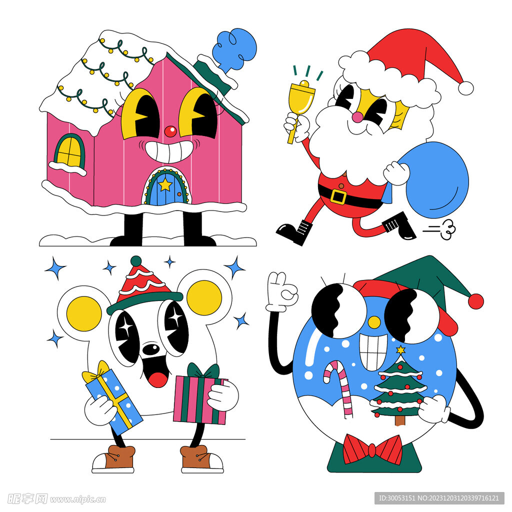 圣诞卡通矢量元素插画