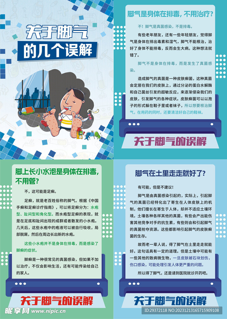 关于脚气的误解医疗知识海报