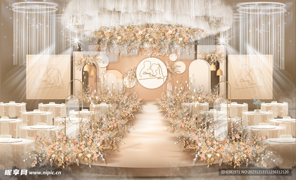 香槟婚礼主舞台效果图