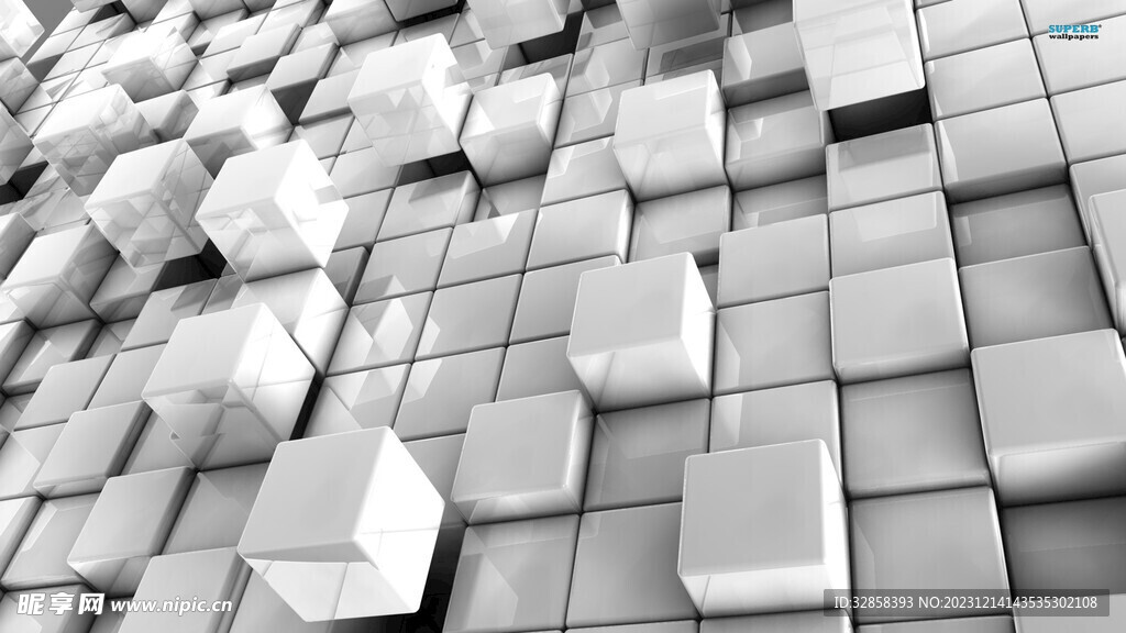 白色3d规则正方体平铺科技纹理
