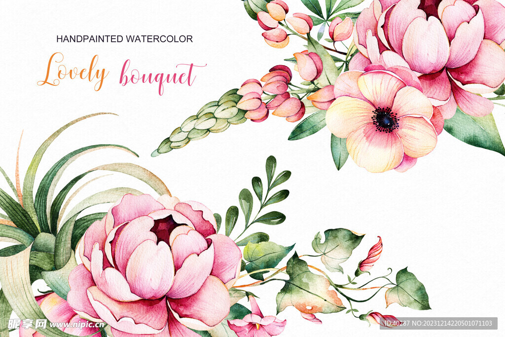 手绘花朵  婚庆背景