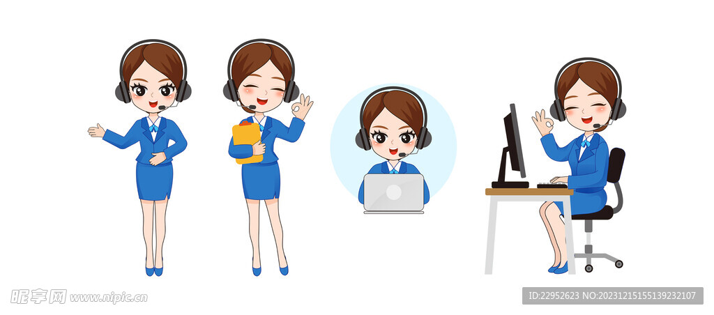 卡通客服前台文员