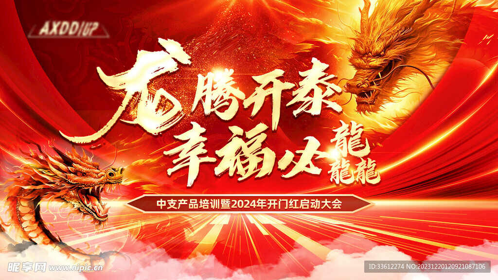 红金龙年金融大气主视觉展板