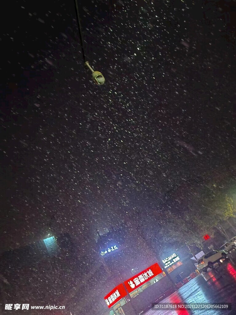 夜下雪景