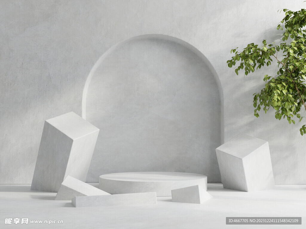 绿色清新电商主图展台