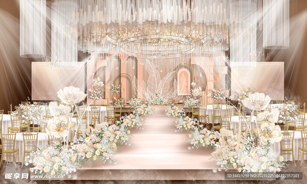 香槟色婚礼结婚背景效果图