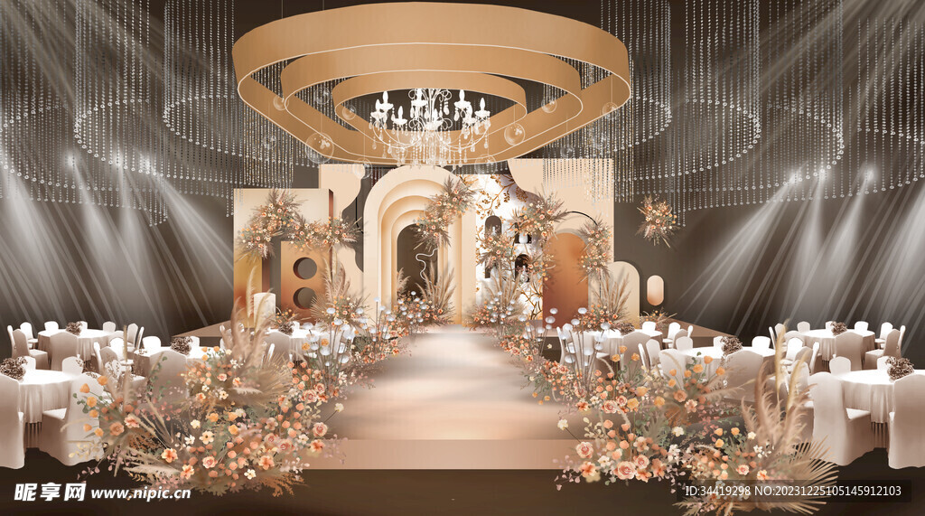 香槟色婚礼结婚背景效果图